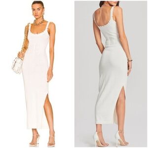 Gabby Maxi Dress Sleeveless White Maxi Dress with Side Slit Size L